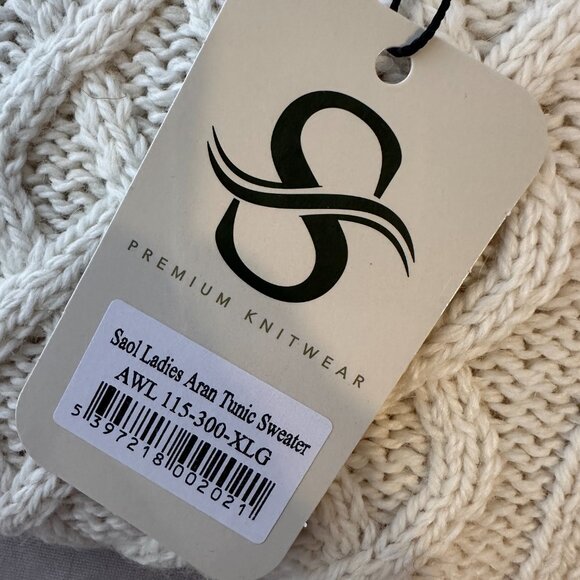 SAOL   Women Aran Tunic Sweater, Natural  Women Size XL  Acrylic/Wool  NWT - Picture 6 of 6